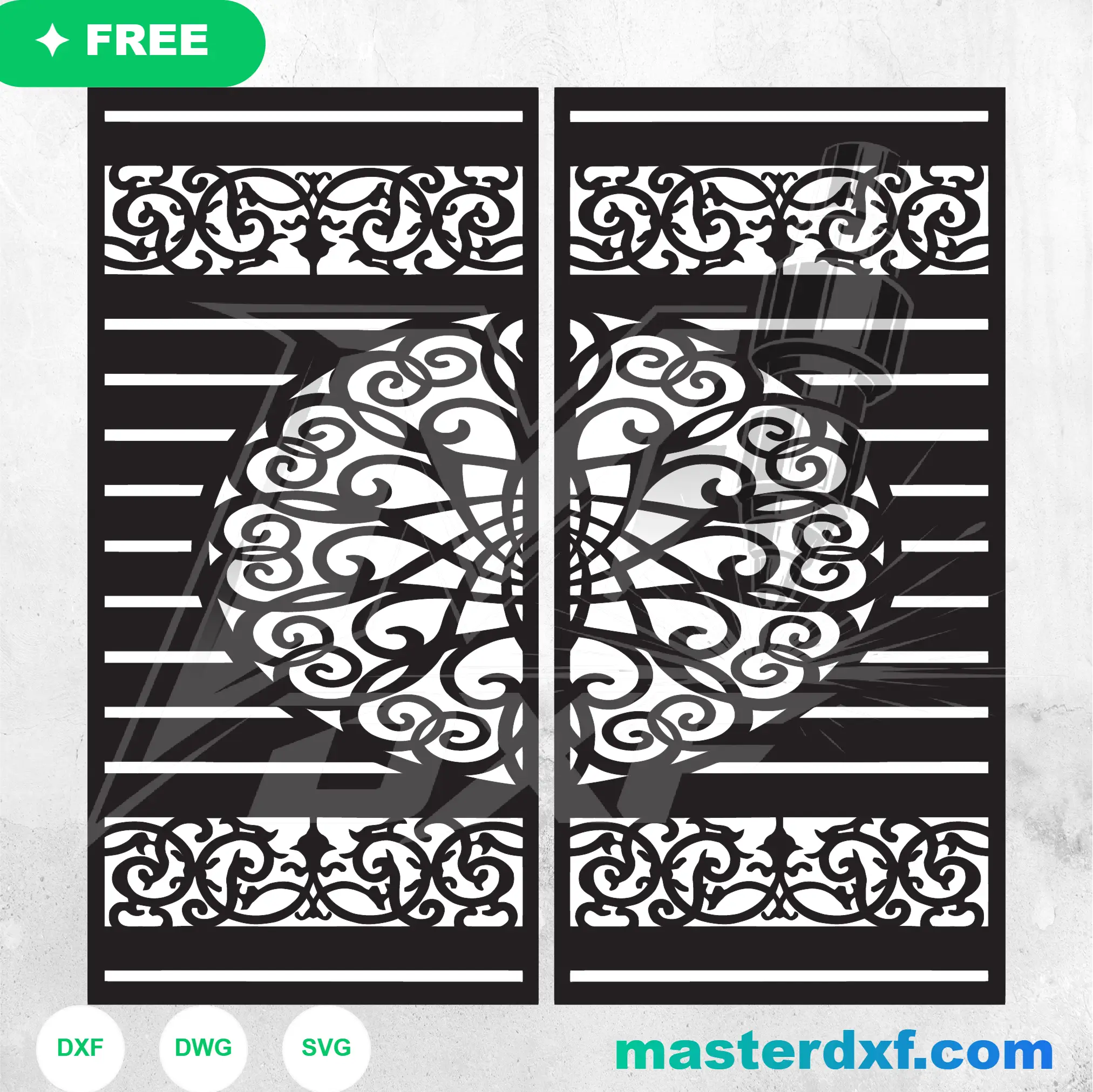 Islamic Star Pattern Courtyard Gate Vector with Calligraphy Header DXF File